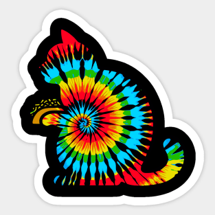 Tie Dye Black Cat With Tacos Sticker